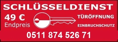 Aufkleber Schlüsseldienst Döhren mit Telefonnummer 0511 874 526 71